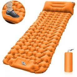 ASUPERMALL Tapis De Camping Léger Avec Oreiller Pneumatique Matelas Pneumatique Portable Matelas De Couchage Imperméable Pour Sac à Dos,Orange