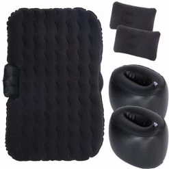 DONTODENT Matelas De Lit De Voiture À Air, Coussin De Matelas À Air, Siège De Voiture Multifonctionnel Avec Pompe À Air Et Oreiller, Motif De Vague - Noir