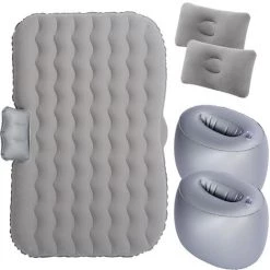Deckon Matelas De Lit De Voiture à Air, Coussin De Matelas à Air, Siège De Voiture Multifonctionnel Avec Pompe à Air Et Oreiller, Motif Ondulé - Gris