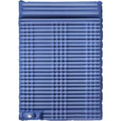 HAPPYSHOPPING Tapis Gonflable Double Avec Tirettes Autogonflant, Bleu Marine - Bleu Marine