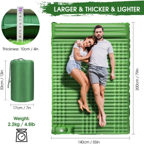 HAPPYSHOPPING Tapis Gonflable Double Avec Tirettes Autogonflant, Bleu Marine - Bleu Marine 2 HAPPYSHOPPING Tapis Gonflable Double Avec Tirettes Autogonflant, Bleu Marine - Bleu Marine – Image 2