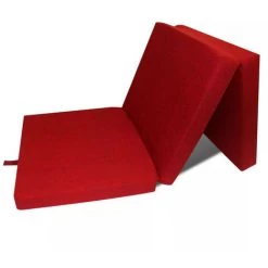 LES TENDANCES Matelas En Mousse Pliable En 3 Sections 190 X 70 X 9 Cm Rouge