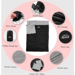 ASUPERMALL 86''x60'' Double Sac De Couchage Thermique 2 Personnes Camping En Plein Air Randonnée Sac De Couchage Avec 2 Oreillers -Matelas Soldes Boutique 67151096 3