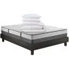 HBEDDING Ensemble Matelas Mémoire De Forme 140x190 + Sommier + Couette + 2 Oreillers - Memo Graphene - Noir