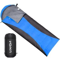 Lixada Spliceable All Season Sleeping Bag Single Double Sleeping Bag Waterproof, 1300g Bleu Gris - 1300g Bleu Gris