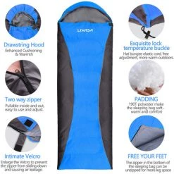 Lixada Spliceable All Season Sleeping Bag Single Double Sleeping Bag Waterproof, 1300g Bleu Gris - 1300g Bleu Gris -Matelas Soldes Boutique 67707852 3