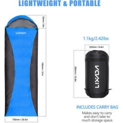 Lixada Spliceable All Season Sleeping Bag Single Double Sleeping Bag Waterproof, 1300g Bleu Gris - 1300g Bleu Gris -Matelas Soldes Boutique 67707852 4