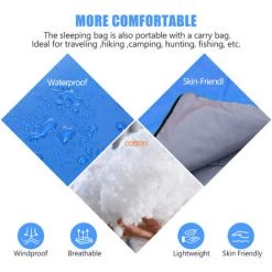 Lixada Spliceable All Season Sleeping Bag Single Double Sleeping Bag Waterproof, 1300g Bleu Gris - 1300g Bleu Gris -Matelas Soldes Boutique 67707852 5