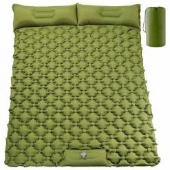 QERSTA Double Matelas De Couchage De Camping, Coussin De Camping Gonflable Presse-pieds Ultraléger 2 Personnes Tapis De Camping Avec Oreiller Pour Camping Randonnée Voyage Sac à Dos Tente Et Vanlife
