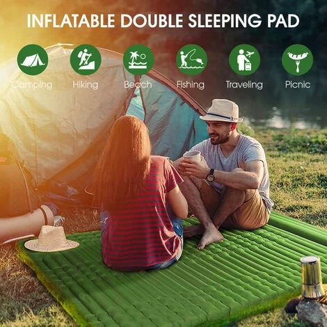 ASUPERMALL Matelas De Couchage Double Gonflable De 10,2 Cm D'épaisseur Avec Oreiller Et Pompe Intégrée Matelas D'air Léger Et Imperméable Pour Camping, Voiture, Voyage, Randonnée, Bleu Marine, 200 X 140 X 10 Cm 2 ASUPERMALL Matelas De Couchage Double Gonflable De 10,2 Cm D'épaisseur Avec Oreiller Et Pompe Intégrée Matelas D'air Léger Et Imperméable Pour Camping, Voiture, Voyage, Randonnée, Bleu Marine, 200 X 140 X 10 Cm – Image 2